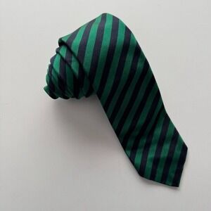 ROSENTHAL-TRUIT 100% Silk Necktie 3" Wide Green Blue Striped Tie Made in England